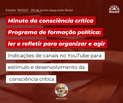 Minuto da consciência crítica: Indicações de canais no YouTube para estímulo e desenvolvimento da consciência crítica